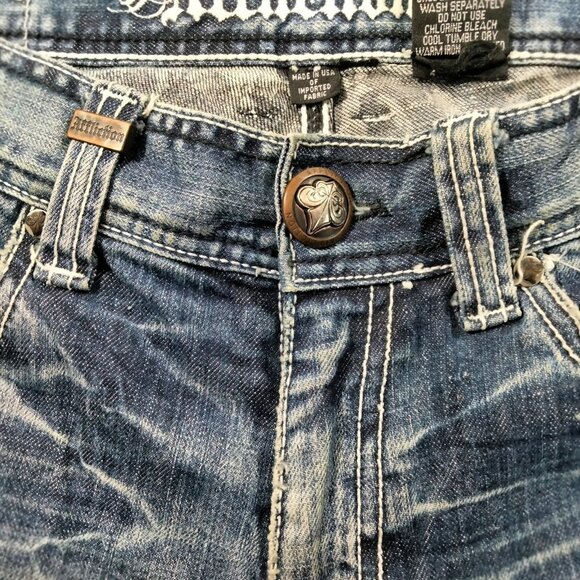 Affliction Denim Killers Men’s Jeans 34X32 Medium Wash Cross Goth Grunge Emo Y2K - Picture 9 of 9